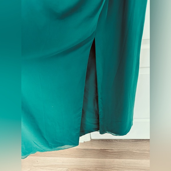 Sheath/Column scoop neck floor length Chiffon Hunter Green - Picture 6 of 14